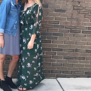 Long Green/Floral Dress